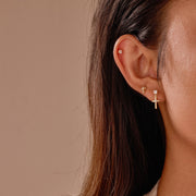 Cross earrings three-piece set gold earrings silver jewelry S925 silver needle with zircon pendant men and women couple gift