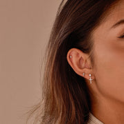 Cross earrings three-piece set gold earrings silver jewelry S925 silver needle with zircon pendant men and women couple gift