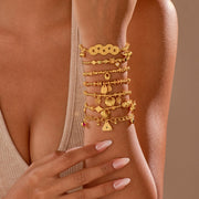 Gold Sand Bracelet Cherry Blossom Pendant Coin Jewelry Star Moon Hammer Pattern Female Gift Couple