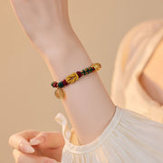 DIY bracelet with blessing character braided rope gold Pixiu bracelet to gather wealth and town house gift for men and women