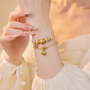 Bear sand gold luck bead pendant blessing bag double layer honey braided bracelet handmade original cute bracelet for women