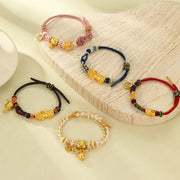 Bear sand gold luck bead pendant blessing bag double layer honey braided bracelet handmade original cute bracelet for women