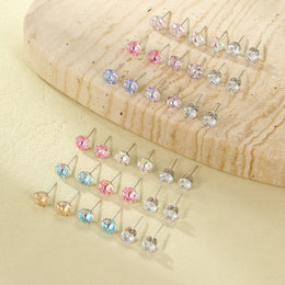 8MM Hypoallergenic ear studs  ear bone studs Round earrings rose earrings silver needle versatile earrings set suitable for men and women