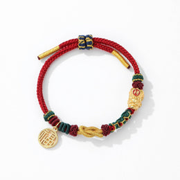 DIY bracelet with blessing character braided rope gold Pixiu bracelet to gather wealth and town house gift for men and women