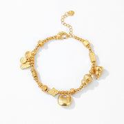 Gold sand bracelet peace and joy hand jewelry small gold lump pendant gourd winding money female gift couple